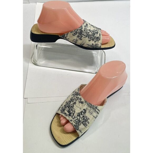 Claire Murray Womens Toile Black Cream Sandals Size 9 US Slip On - Picture 15 of 15
